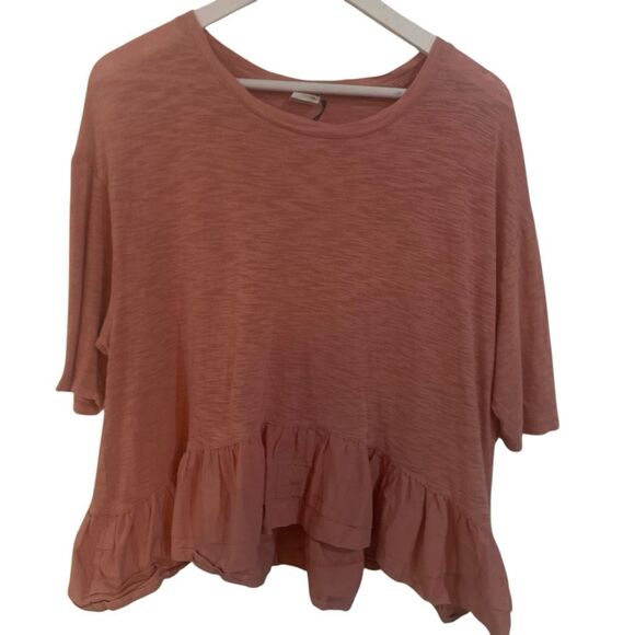 Anthropologie Akemi + Kim short ruffle sleeve medium peplum hem line ruffle - Picture 1 of 4